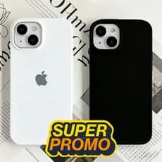 Kit 2 Capa Silicone Aveludada Para iPhone ( Preto / Branco ) XR 11 12 13 14 15 16 17 PRO MAX PLUS