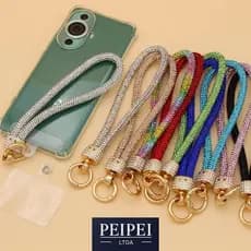 Cordão de Celular com Strass Brilhante & Bling - Design Exclusivo Pulseira Curta