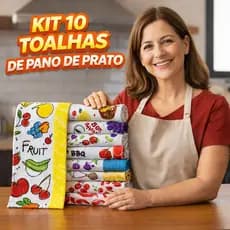 Kit Com 10 Panos de Prato Atoalhados Estampados 40x60cm
