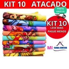 Kit 10 pano de prato GRANDE colorido estampado com bainha pano de copa