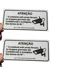 Kit 2 Placas Sinalização Câmera Segurança Monitorada Por Câmeras