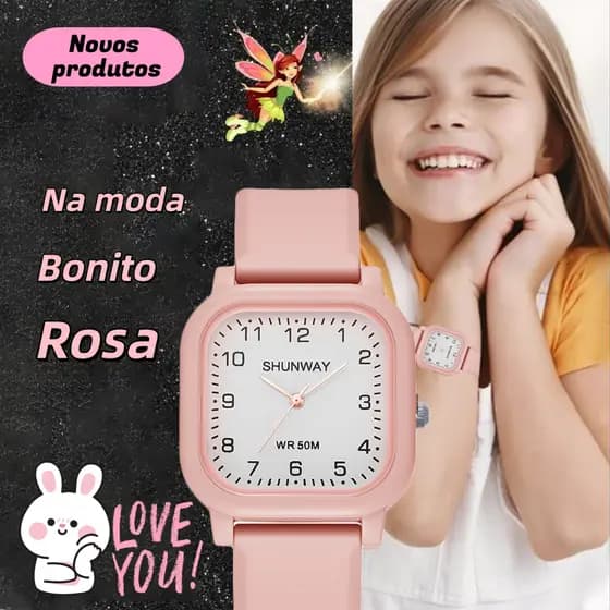 Relógio Casual De Quartzo Para Mulheres Rosa e adorável Elegante e sofisticado Presente