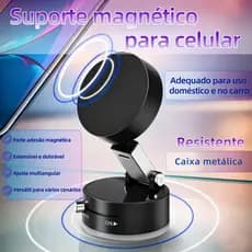Suporte magnético para celular com ventosa, rotação de 360°, dobrável para uso em veículos