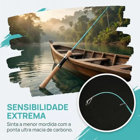 Vara de Pesca Spinning UL De 1.68M  Fibra De Alto Carbono Fiação E Fundição De Ponta Sólida Para Em Água Do