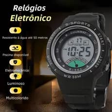 Relógio digital de pulso à prova d'água para homens Cronógrafo LED Esporte pulseira de silicone
