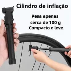 Mini bomba de bicicleta portátil em plástico com mecanismo push-pull, adequada para válvulas americanas e francesas
