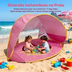 Tenda De Praia Pop-Up Infantil-Abrigo Solar UV Para Piscina E Brincadeiras Ao Ar Livre