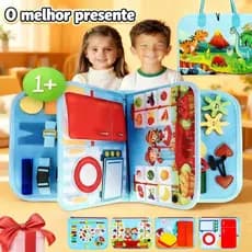 Placa Ocupada Montessori para Crianças Pequenas - Brinquedos Sensoriais com Fivela Zíper Botão para Aprendizado
