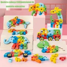 Quebra Cabeça Encaixe Divertido 3D Jogo da Velha Educativo Brinquedo Bebê Pedagógico Sensorial