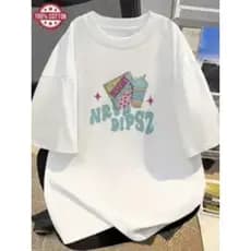 Bonito Camiseta Feminina De Verão, 100% Algodão, Com Estampa De Desenho Animado De Sorvete E Doces