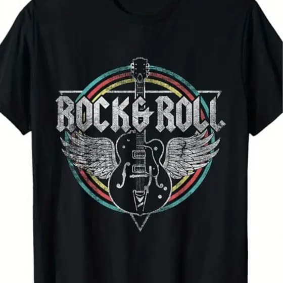 Bonito Camiseta Moda Estampa Guitarra De Rock,Camisa Unissex 100% Algodão Top Rua De Alta Qualidade