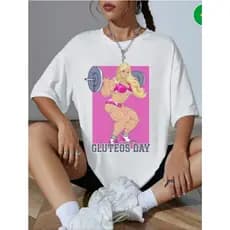 Bonito Top Fitness Feminino Com Estampa De Desenho Animado, Top Fitness Plus Size
