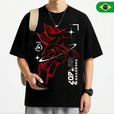 Bonito Camiseta Casual Unissex De Algodão, Estilosa E Com Estampa Moderna Do Sonic The Hedgehog Shadow The Hedgehog