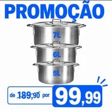 Kit 1 Panelas de Alumínio para Feijoada Jogo de Panela 3 peças Kit Feijoada Caçarola Grande Top