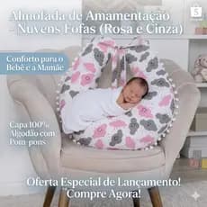 Almofada de Amamentação Bebe Pompom Luxo Macio 100% Algodão Lavável