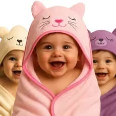 Kit 3 Toalhas Banho Bebê Capuz Bordado Forrada Soft Fleece Ultra Macio