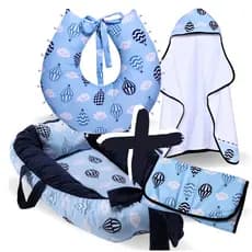 Kit Ninho Redutor de Berço + Toalha de Banho Forrada Macia +Trocador Portátil + Almofada Amamentação
