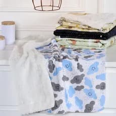 Mantinha Bebê com Sherpa Antialérgico Cobertor Soft Frio Inverno com Tecido Estampado 100% Algodão