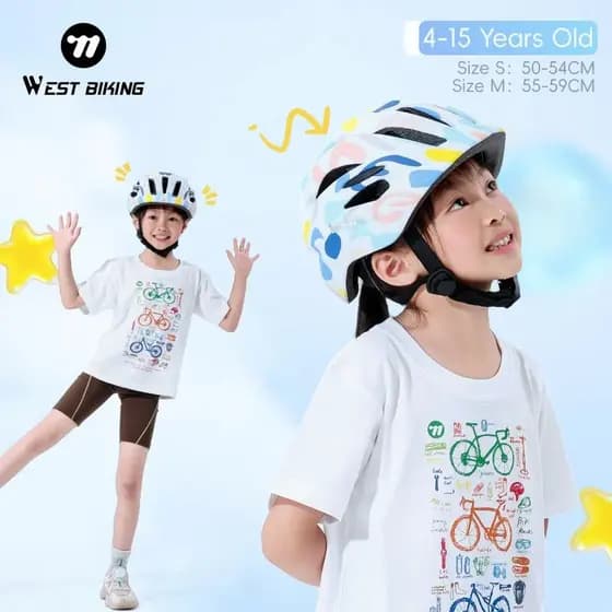 Capacete de Ciclismo Infantil WEST BIKING, Moldagem Integrada, Capacete de Proteção para Ciclismo Seguro, Capacetes para