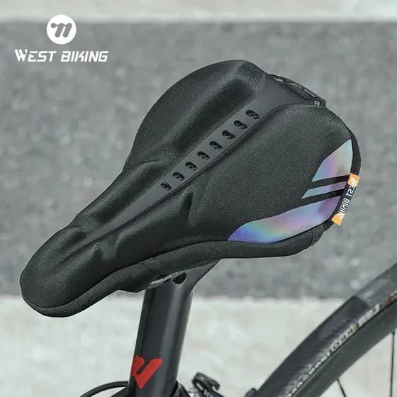 WEST BIKING Capa de Selim de Bicicleta Confortável em Silicone + Espuma de Memória Térmica, Capa de Selim Curta e Indolo