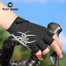 Luvas de Ciclismo WEST BIKING Meio Dedo com Padrão de Aranha, Luvas de Verão para MTB e Bicicleta de Estrada, Luvas Espo