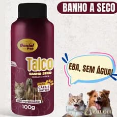 Talco para Cachorro e Gato Banho a Seco Pet Genial Cereja e Avelã perfumado