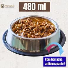 Comedouro Pote Comida Ração Água Pet Cães Gatos Inox Antiderrapante - Comedouro para Cachorro Inox 480 ml