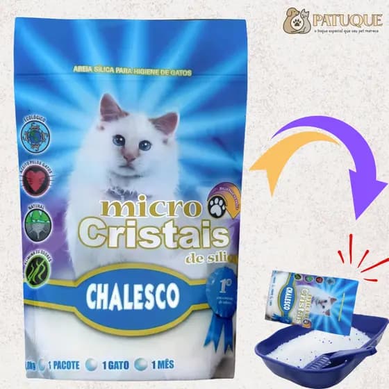 Areia Gato Silica Fina Premium 1,8kg Chalesco Areia Sanitaria