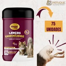 Lenço Umedecido Para Cães E Gatos Com 75 Unidades Genial Pet