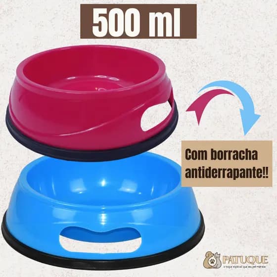 Comedouro pote comida para Cães e Gatos Antiderrapante 500 ml