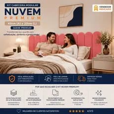Kit até 10 Cabeceiras Modular Nuvem Estofada Suede Premium Cama Box Casal Queen King 45x20cm