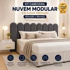 Kit Cabeceira Modular Nuvem 45x20cm Suede Premium para Cama Box Casal Queen King Fácil Instalação