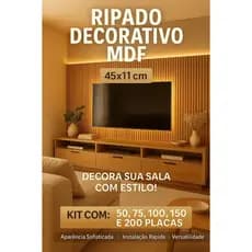 KIT 50 Até 200 Placas Ripados Decorativo Madeira Mdf 45x10 Painel lta Qualidade Premium Penteadeira