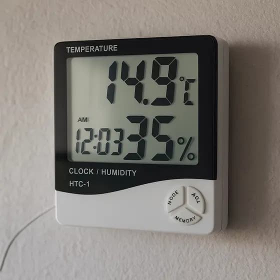 Termo-Higrômetro Digital HTC-1 – Medidor de Temperatura e Umidade do Ar com Relógio