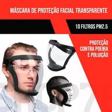 Máscara De Proteção Facial Completa À Prova De Poeira Transparente óculos de proteção com 10 Filtros