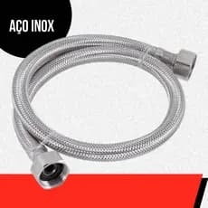 Mangueira Engate Rabicho Flexível Aço Inox 50cm 1/2 Polegada Fêmea x Fêmea Banheiro Torneira pia
