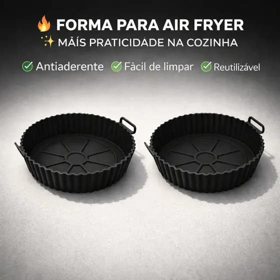 Kit 2 Formas  Silicone Air Fryer Forno Micro-ondas Reutilizáveis Antiaderentes Flexível