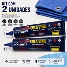 Kit 2 Colas Vinil Bisnaga Toldos Piscina Barracas Lonas Adesivo PVC 75gr Kisafix