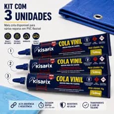 Kit 3 Cola para Vinil Piscina Lona Boia Toldo Barraca Flexível Kisafix Adesivo Pvc 75gr