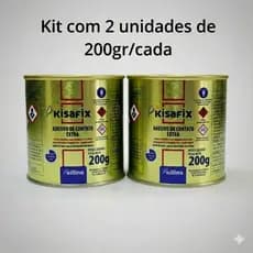 Kit 2 Cola Contato de Sapateiro Adesivo Couro Forte Extra Kisafix 200gr