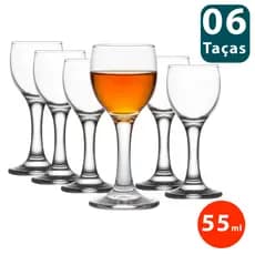 Kit jogo de 6 Mini Taça Tacinha Licor Vidro Lembrancinha 55ml Misket