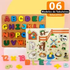 Brinquedo Tabuleiro Educativo Encaixe Numerais Mdf Encaixe Números -  Animais Figuras Geométricas