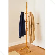 Cabide Cabideiro Arara Mancebo 10 Gancho Organizador de Roupa de chão Madeira Cerejeira Artesanal