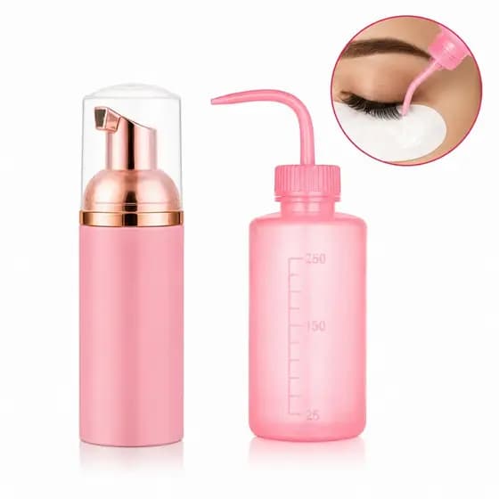 Kit Limpeza de Cílios Pisseta Dosadora Frasco Pump Espumador