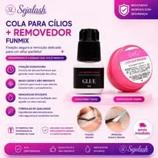 Cola Para Cílios e Removedor Funmix 5ml Preta De Baixo Odor E Não Irritante Extensão De Cílios