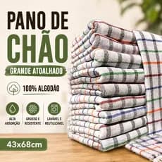 Kit Pano de Chão Grande Atoalhado 100% Em Algodão |  Quadriculado Branco 43x68cm | Promoção
