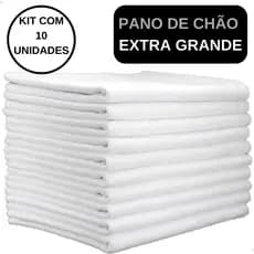 Kit 10 Pano de Chão Branco Grande 48x60cm | Grosso Saco Duplo 100% Algodão Alta Absorção – Atacado