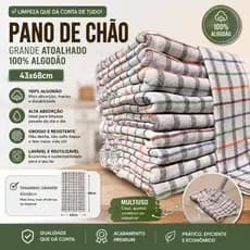 Kit Pano de Chão Quadriculado Branco  43x68cm | Grande Atoalhado 100% Em Algodão | Promoção