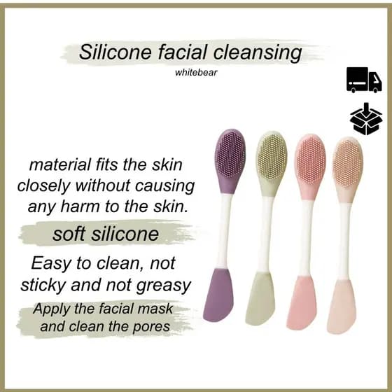 5.5 Escova De Máscara facial De Cabeça Dupla , Raspador De Aplicação silicone , Ferramenta De Limpeza