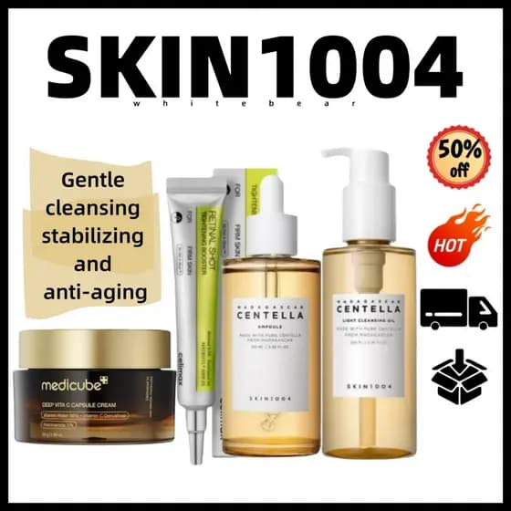 5.5skin1004limpador Facial De Neve + Óleo Removedor De Maquiagem + Creme Iluminador Para Os Olhos Com Retinol | Limpeza